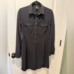 Eddie Bauer Black Button-Front Shirt Dress